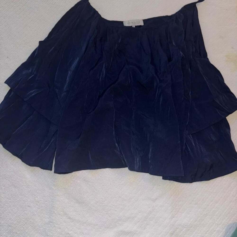 WAYF Velvet Cold Shoulder Blouse Navy Blue